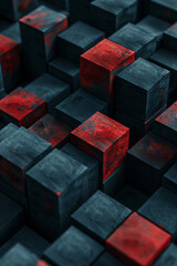 Red and blue cubes pattern for background