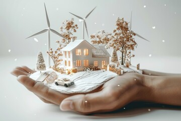The Key to Sustainable Living: How Watermills and Smart Home Designs Power Magnificent Dwellings with Solar Energy - obrazy, fototapety, plakaty