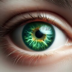Green eye Isolated on white