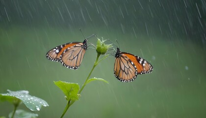 Fototapeta na wymiar Butterflies Dancing In The Gentle Rain