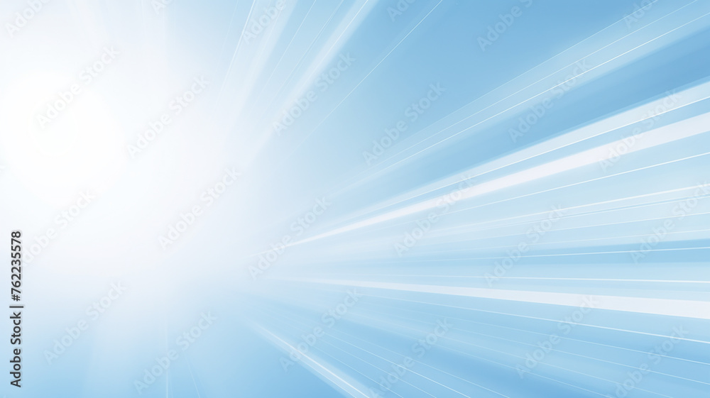 Wall mural blue abstract background divergent rays of light zoom blurred in motion flat graphics copy space