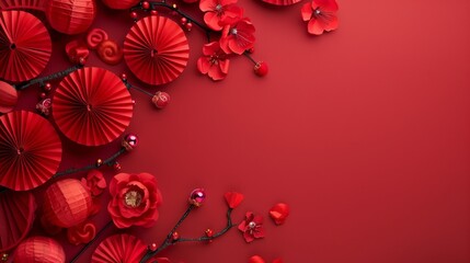 Chinese new year festive background with red decoration 