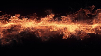 Intense flames of fire captured in motion on a dark background - obrazy, fototapety, plakaty