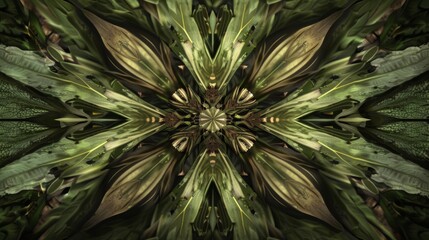 Symmetrical Flowering Abstract Art with Earthy Tones Zoom Lens Photo