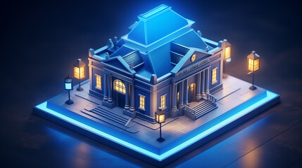 3D model of bank building ai generated closeup image