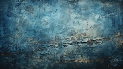Obraz premium Dark blue wall with cracks and aged texture. Blue gaps on a textured background