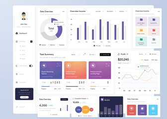 UI UX Infographic dashboard. UI design with graphs, charts and diagrams. Web interface template