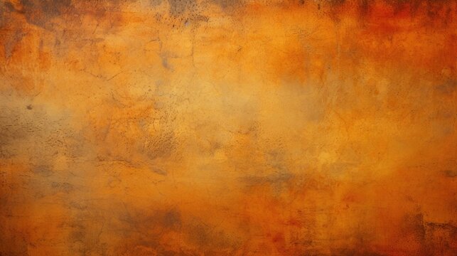 Orange background, grunge texture, copy space. The wall is painted with orange paint.