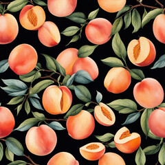 Colorful illustration with juicy peaches