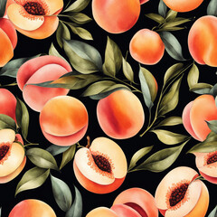Colorful illustration with juicy peaches