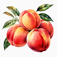 Colorful illustration with juicy peaches