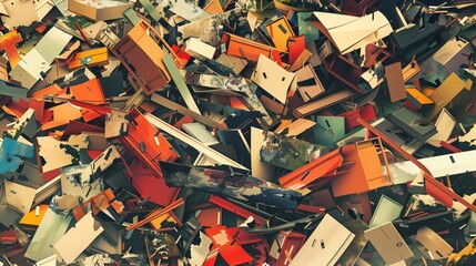 Abstract illustration of overproduction and overabundance of things. - obrazy, fototapety, plakaty
