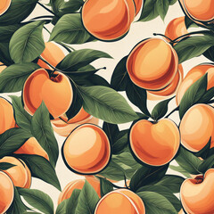 Colorful illustration with juicy peaches