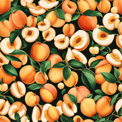 Colorful illustration with juicy peaches