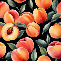 Colorful illustration with juicy peaches