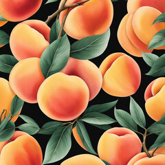 Colorful illustration with juicy peaches