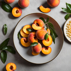 Colorful illustration with juicy peaches