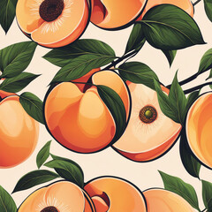 Colorful illustration with juicy peaches