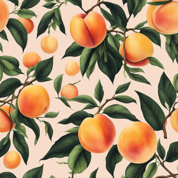 Colorful illustration with juicy peaches