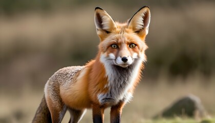 A Fox With Its Ears Perked Forward Listening Inte