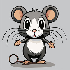 Cartoon cute happy little mouse animal vector illustration 10 eps