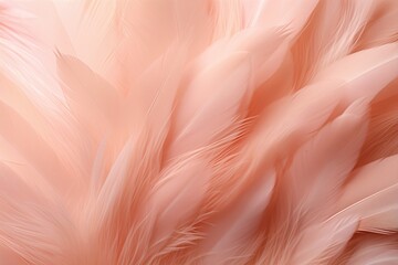 A close-up view of soft pink feathers, their fine textures and gentle curves creating a sense of tenderness and grace, making it perfect for themes related to softness, purity, and delicate color. - 762241193