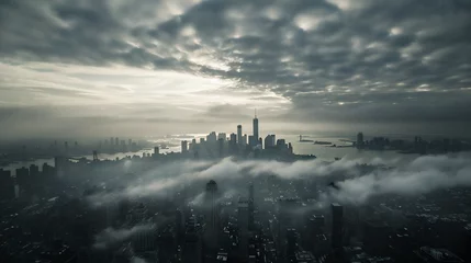 Fotobehang Niebla sobre la ciudad  © Odisdca