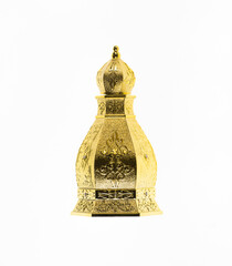 golden arabic perfume bottle isolated on white background - 762241572