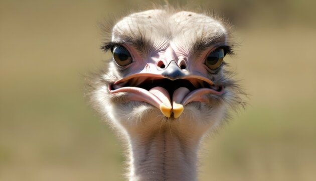 An Ostrich With Its Beak Snapping At Insects
