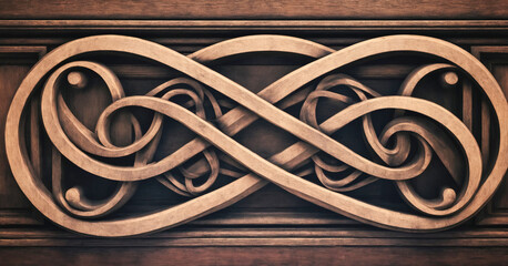 Vintage wooden sign featuring celtic infinity knot design, evoking sense of timeless symmetry and ancient decor.