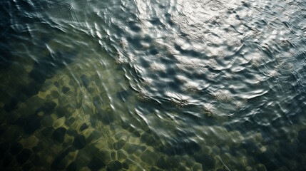 looking into water, overhead view of a lake, zoomed in
