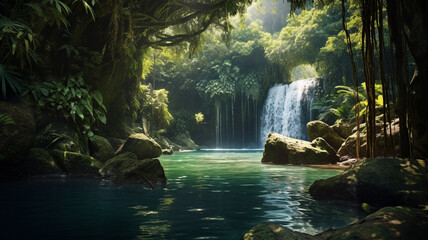 Beautiful waterfall in a tropical forest