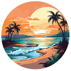 Rounded Beach Scene Clipart 