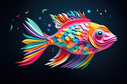 colorful fish origami paper art illustration