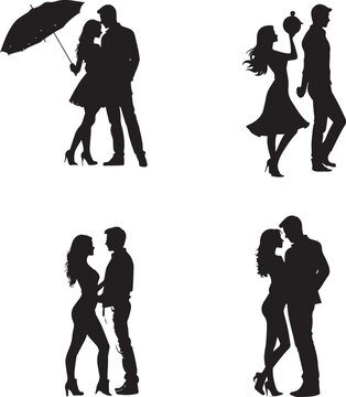 Couple silhouette black and white vector image