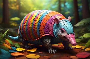 Obraz premium A colorful Armadillo in the forest