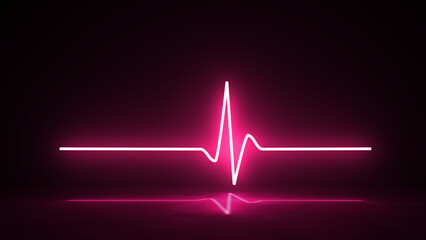 ECG or EKG cardiogram on monitor. Medical analysis hearts. Neon pulse rate line. Illustration ECG Heartbeat Display. Medical Background