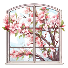 Spring window clipart isolated on white background 