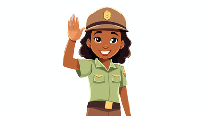 African girl scout salute flat vector