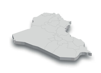 3d Iraq white map with regions isolated