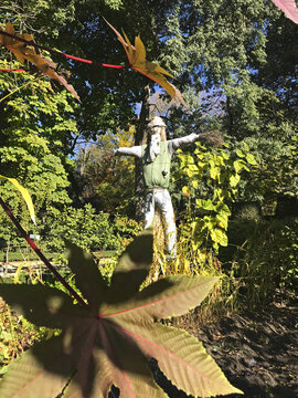 Madrid,Spain, a scarecrow in a garden.