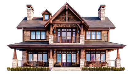 Craftsman style house Use of natural materials built - Cut out, Transparent background