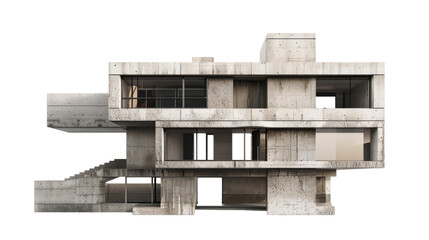 Brutalist Concrete House - Cut out, Transparent background