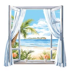 Summer window clipart isolated on white background