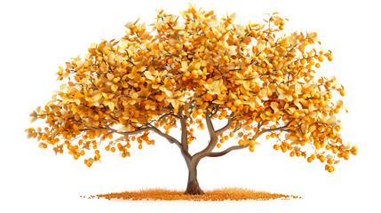 Golden Tree Laden With Leaves - Cut out, Transparent background