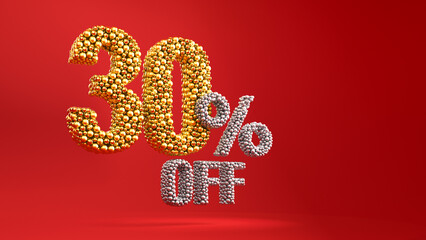 Up to 30% off sale on red background. Sale 30 percent on red background discount sign.	