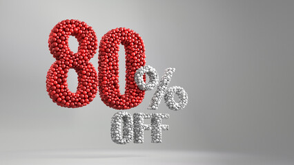 Red 80% Off Special Offer on red background. Sale Up to 80 Percent Off, Sale Symbol, Special Offer background.	