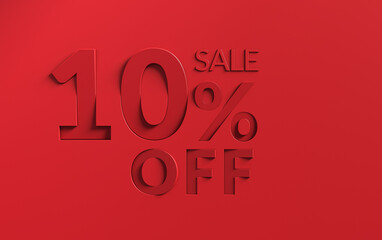 All in red 10 percent sale. 10% discount, 10% off, up to 10% illustration	
