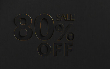 All in black 80% Off Special Offer numbers. Sale Up to 80 Percent Off, Sale Symbol, Special Offer background.
