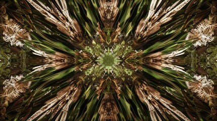 Naklejka na ściany i meble Earthy Tones Symmetrical Floral Abstract Zoom Lens Shot